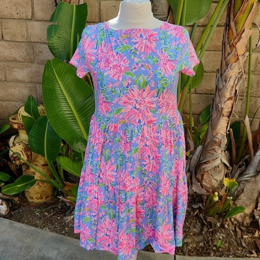Lilly Pulitzer Geanna Short Sleeve Dress BLUE PERI SUNRISE BAY Midi Small NWT